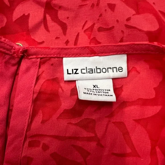 Liz Claiborne Red Floral Women's Top Sz XL - Picture 4 of 7